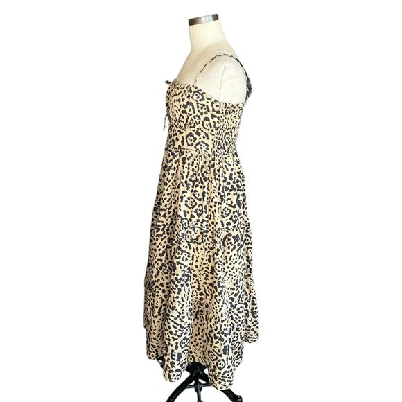 FAITHFULL THE BRAND Tan Leopard Animal Print Midi Dress Women's Size Small - Picture 3 of 10